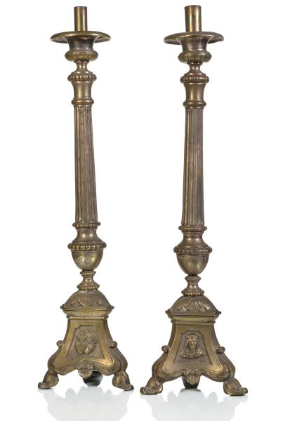 A PAIR 35 INCH SILVER PLATED BRONZE 2f5a5a