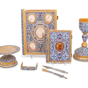 A Group of Russian Champleve Enamel