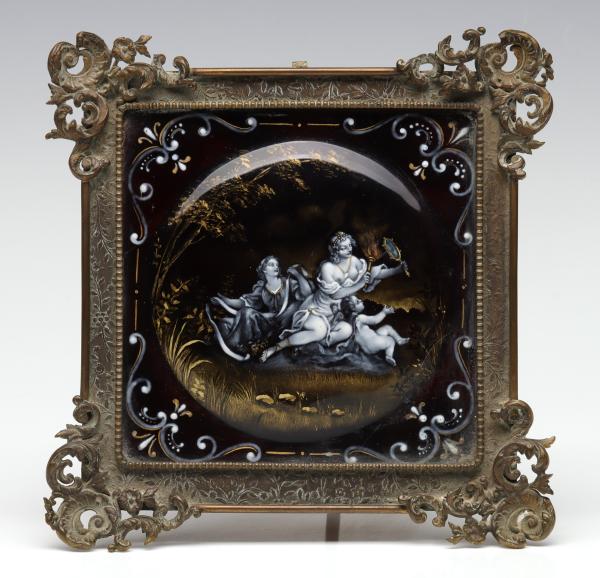 AN EN GRISAILLE FRENCH ENAMEL PLAQUE