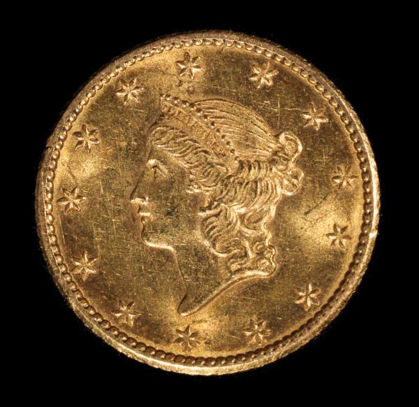 A US 1849 ONE DOLLAR GOLD PIECE