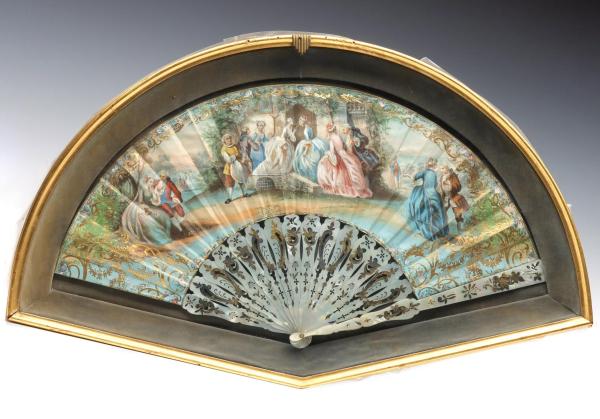 A VICTORIAN HAND FAN WITH MOTHER 2f5abc