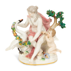 A Meissen Porcelain Figure of Leda and