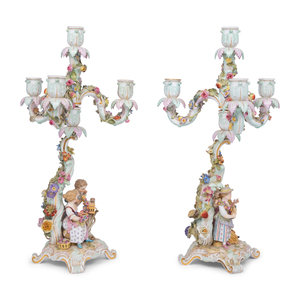 A Pair of Meissen Porcelain Candelabra Height 2f5ae4