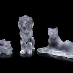 Three Lalique Lion Figurines each 2f5af9