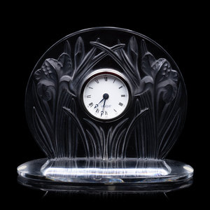 A Lalique Iris Table Clock 20th 2f5afb