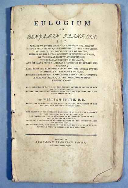 1vol.  (Franklin, Benjamin.) Smith,