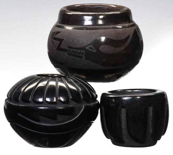 THREE PIECES CARVED AND POLISHED