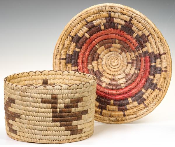A LARGE PICTORIAL BASKET AND HOPI