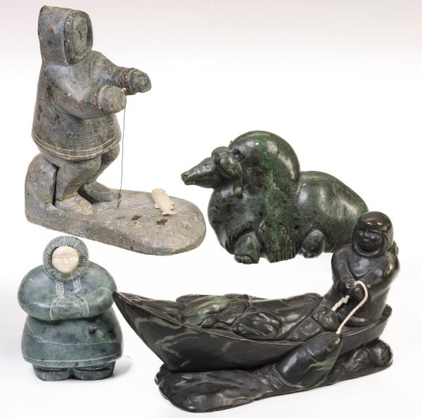 A COLLECTION OF INUIT SOAPSTONE CARVINGSThe