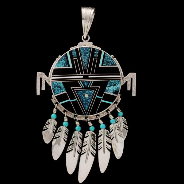 AN INLAID STERLING KACHINA MASK 2f5be8