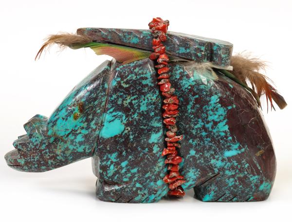 A LARGE ZUNI CARVED CHRYSOCOLLA