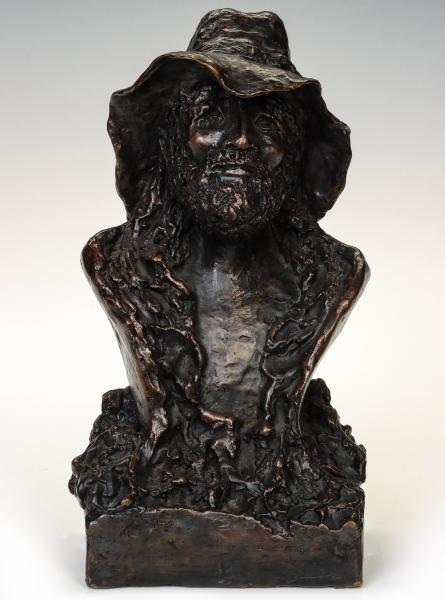 BRONZE BUST OF A MOUNTAIN MAN SIGNED