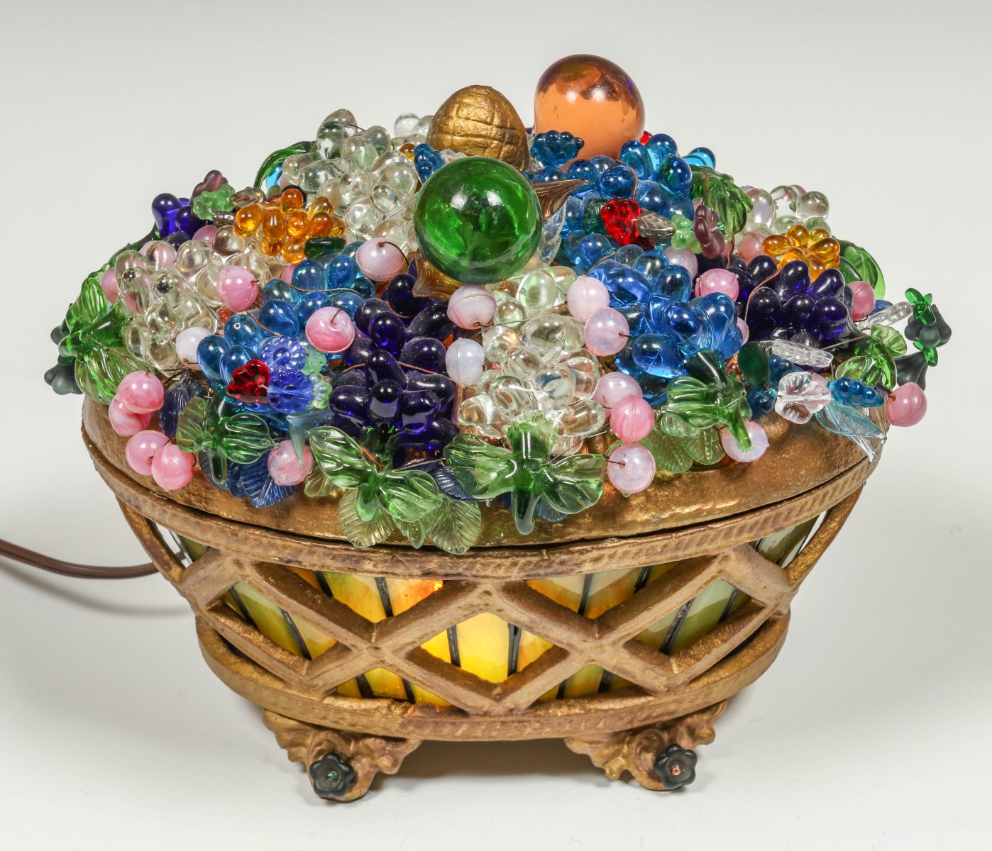 AN ELABORATE CZECH GLASS FRUIT