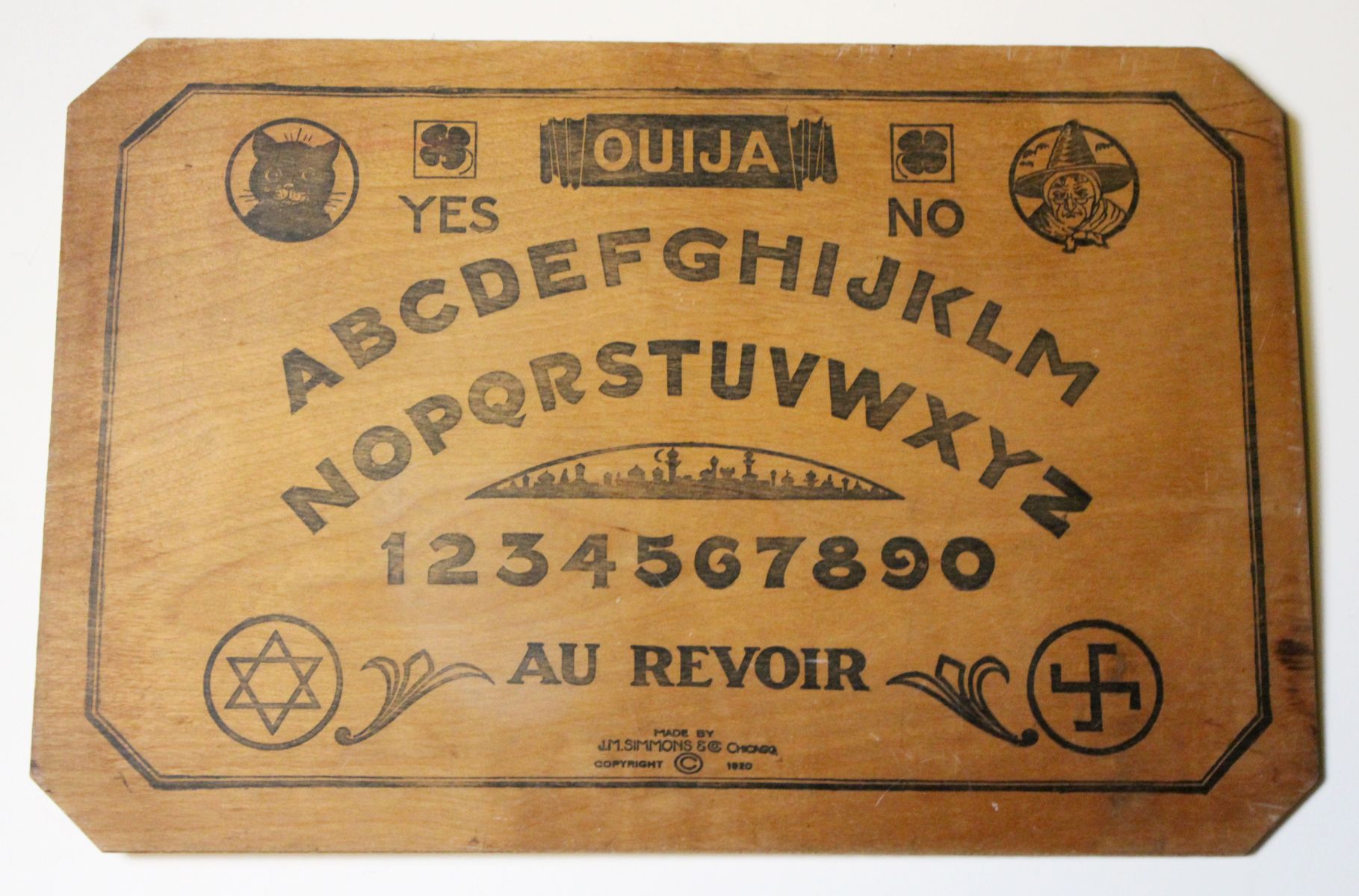 J.M. SIMMONS PRINTED WOOD OUIJA