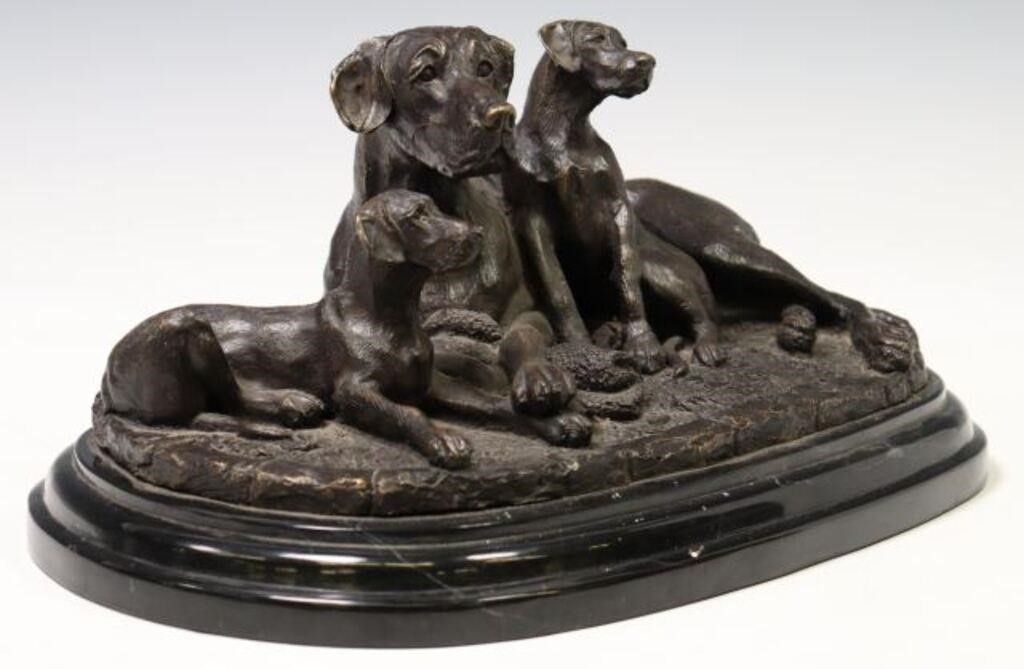 AFTER BARYE PATINATED BRONZE HOUNDS 2f5ce4