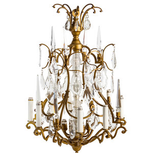 A French Gilt Metal and Glass Eight-Light