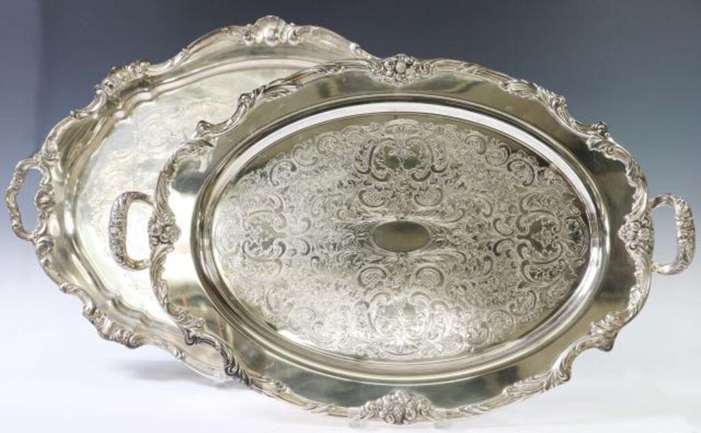  2 LARGE AMERICAN SILVERPLATE 2f842f