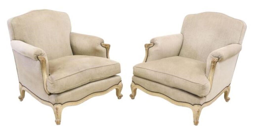  2 FRENCH LOUIS XV STYLE UPHOLSTERED 2f848d