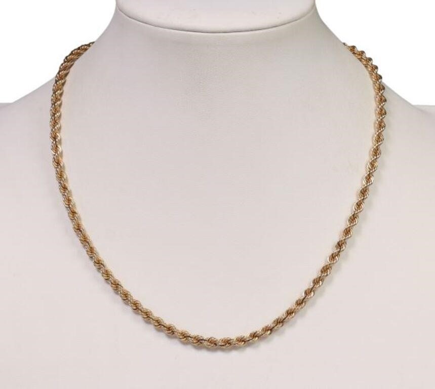 ESTATE 14KT YELLOW GOLD ROPE NECKLACE  2f851a