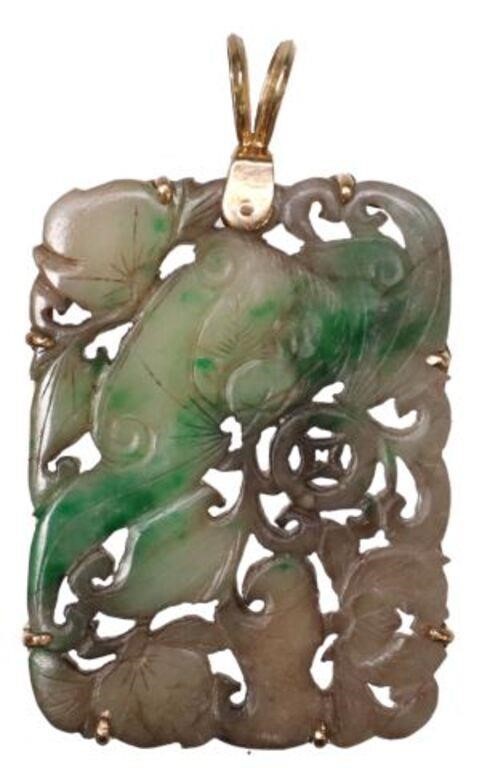 ESTATE CHINESE 14KT CARVED JADE 2f857a