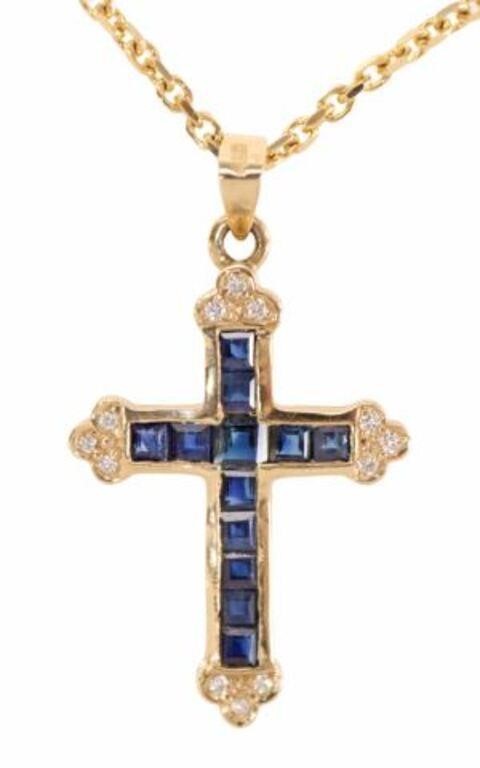 ESTATE 14KT GOLD SAPPHIRE CROSS 2f8588