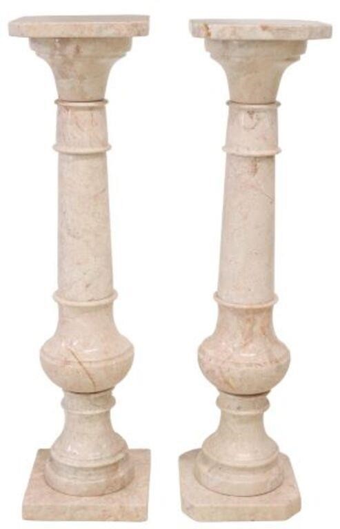 (2) CARVED MARBLE DISPLAY PEDESTALS/