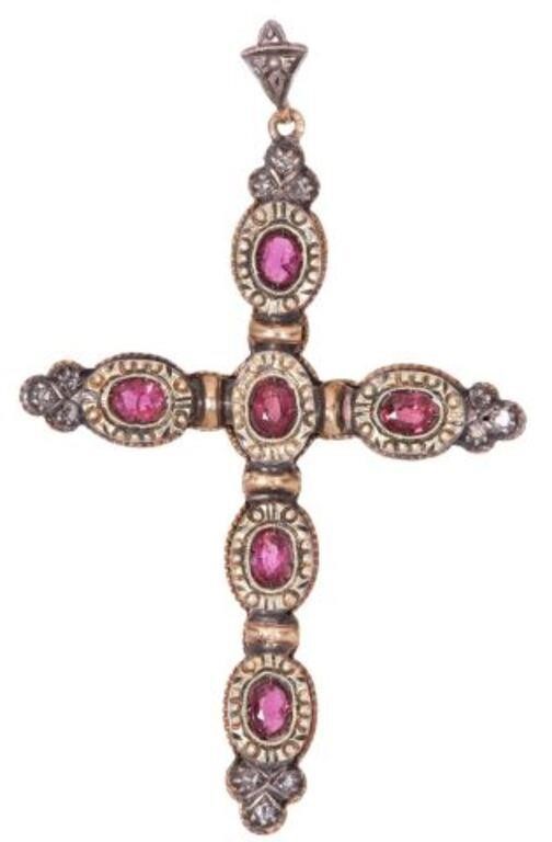 ESTATE RUBY DIAMOND CROSS PENDANTEstate 2f85e1