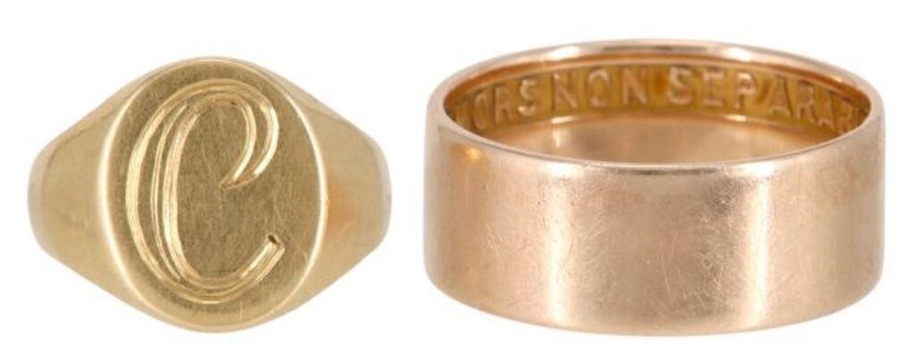  2 ESTATE 18KT SIGNET 14KT MASONIC 2f85ec