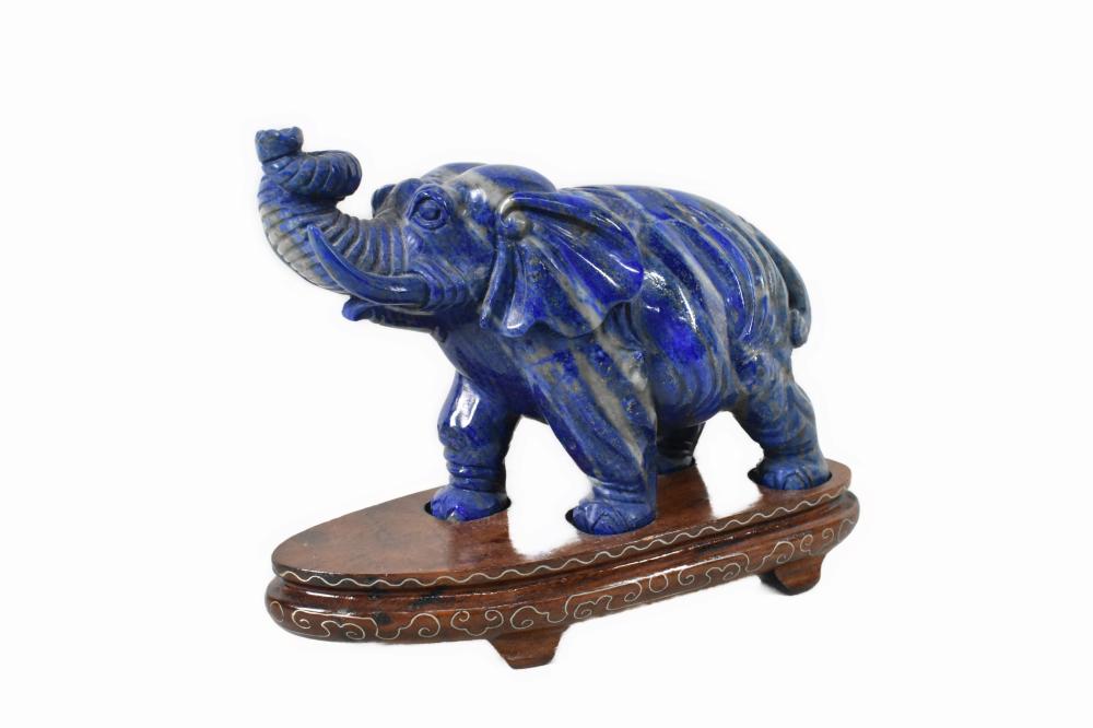 CHINESE LAPIS ELEPHANT ON STAND  2f8647