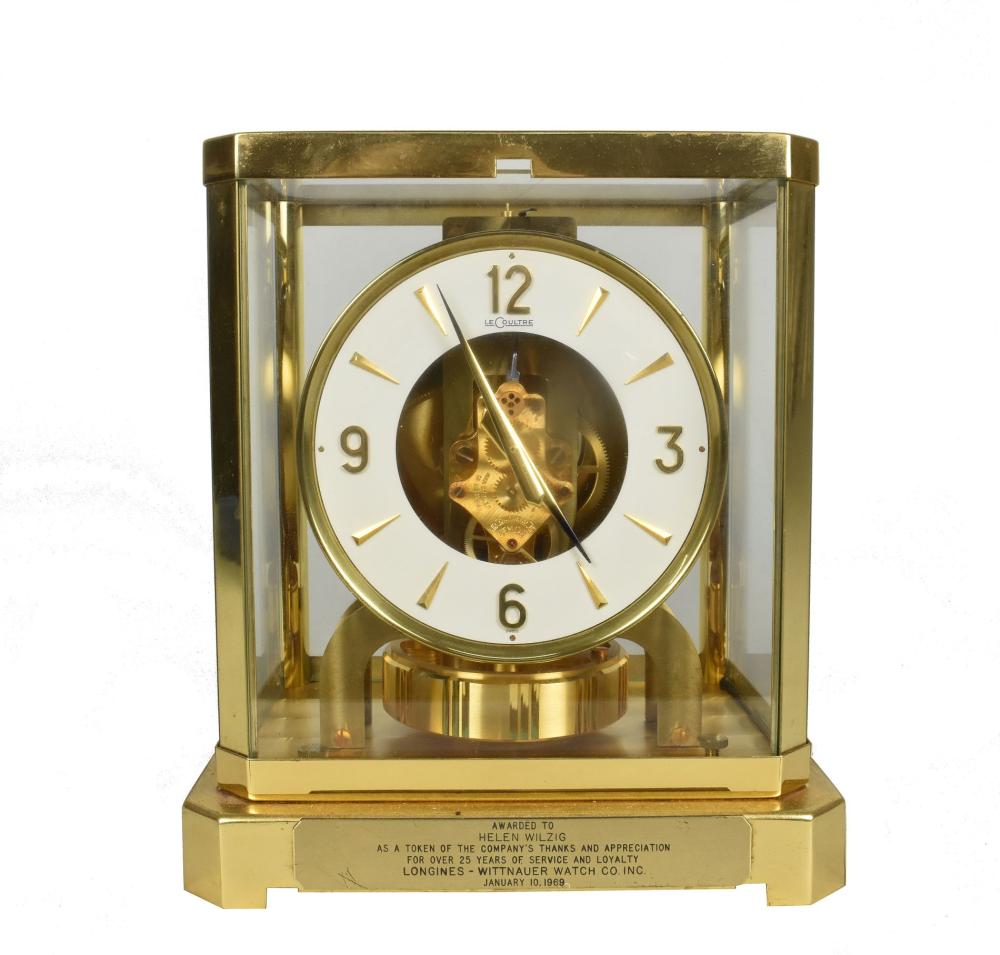 LECOULTRE BRASS ATMOS CLOCK, PERSONALIZED