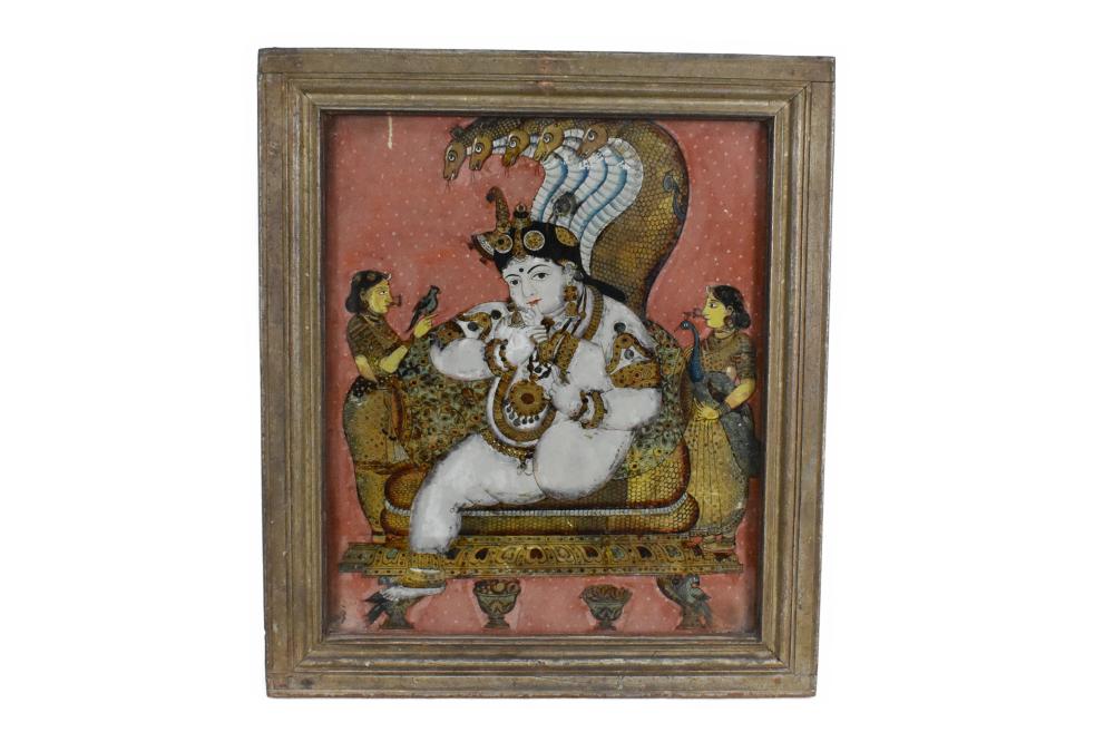 INDIAN REVERSE PAINTED GLASS PANEL