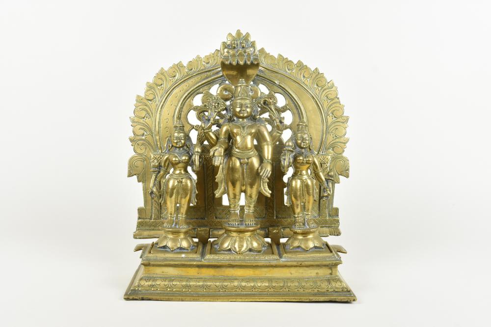 INDIAN BRONZE OF VISHNU WITH TWO