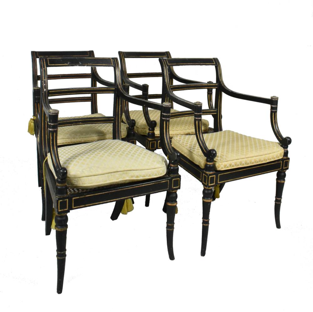 SET OF FOUR REGENCY STYLE PAINTED 2f8702