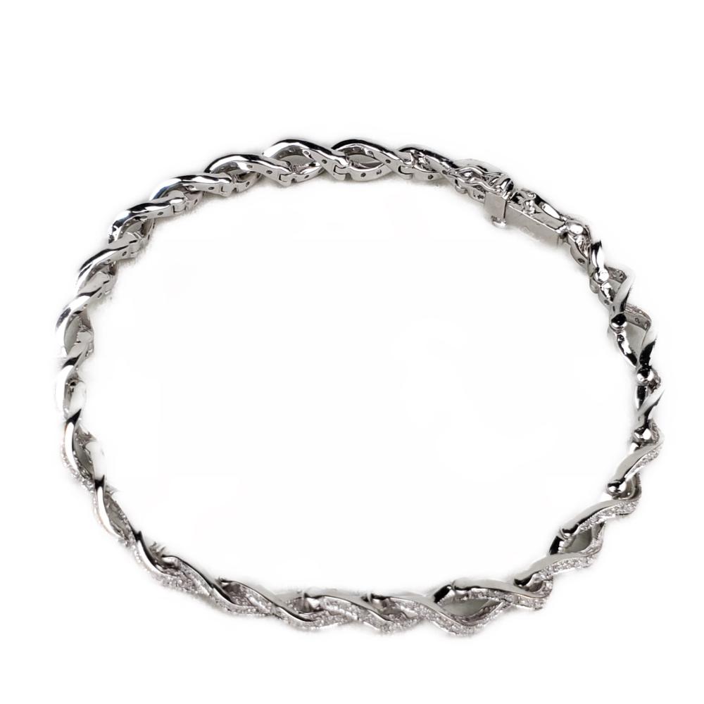 18 KT WHITE GOLD AND DIAMOND CABLE-TWIST