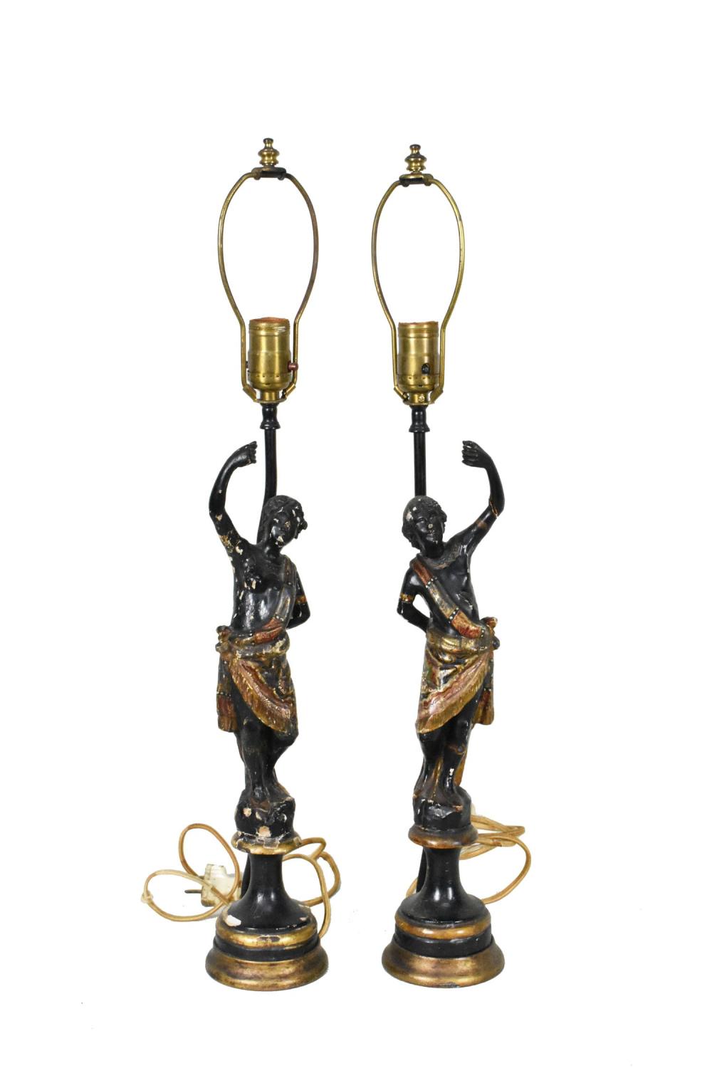 PAIR OF CARVED WOOD BLACKAMOOR