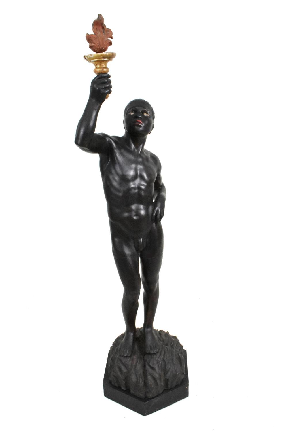 LARGE PAINTED WOOD NUDE BLACKAMOOR  2f871a