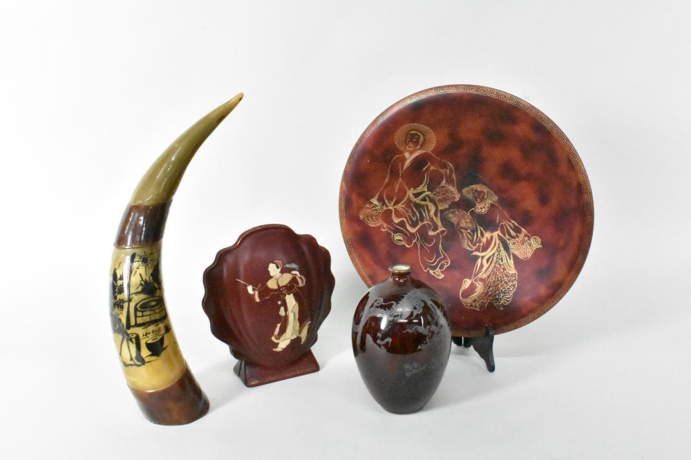 THREE DECORATIVE ASIAN TABLE ITEMS