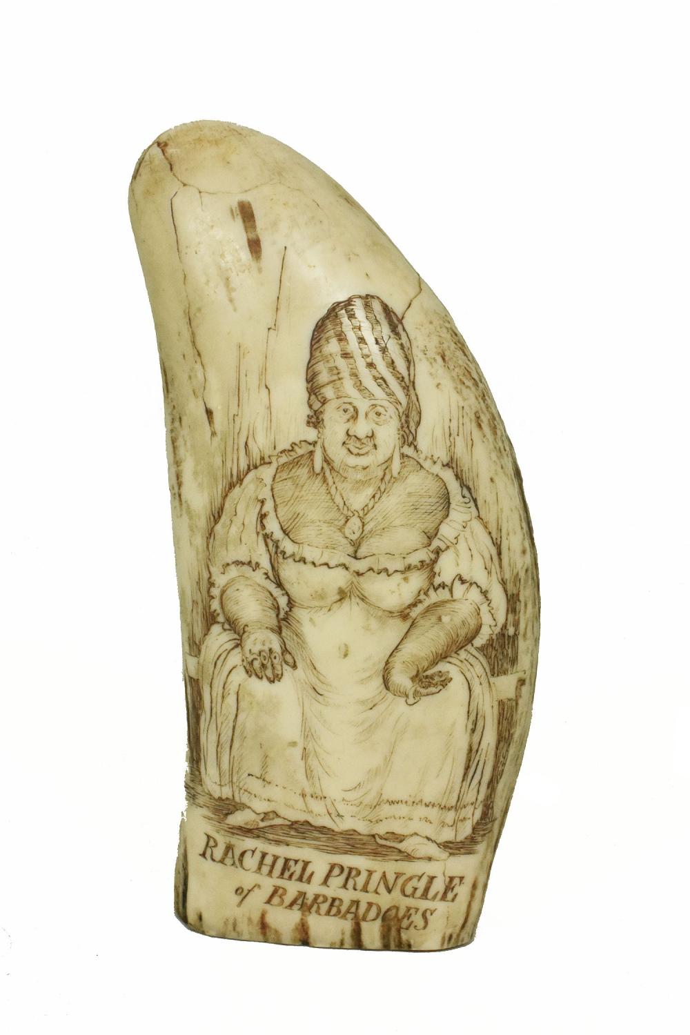 A SCRIMSHAW WHALE TOOTH ONE SIDE 2f87b3