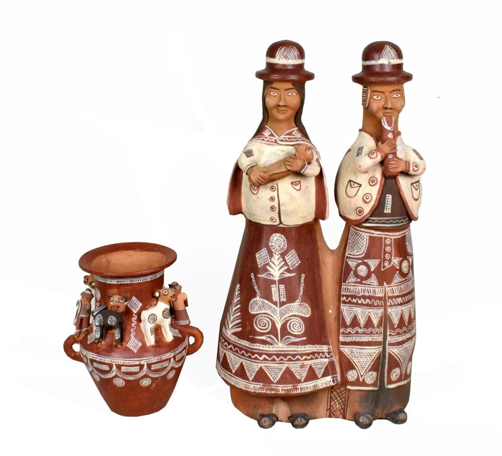 TWO MEXICAN FOLK TERRACOTTA POTTERY