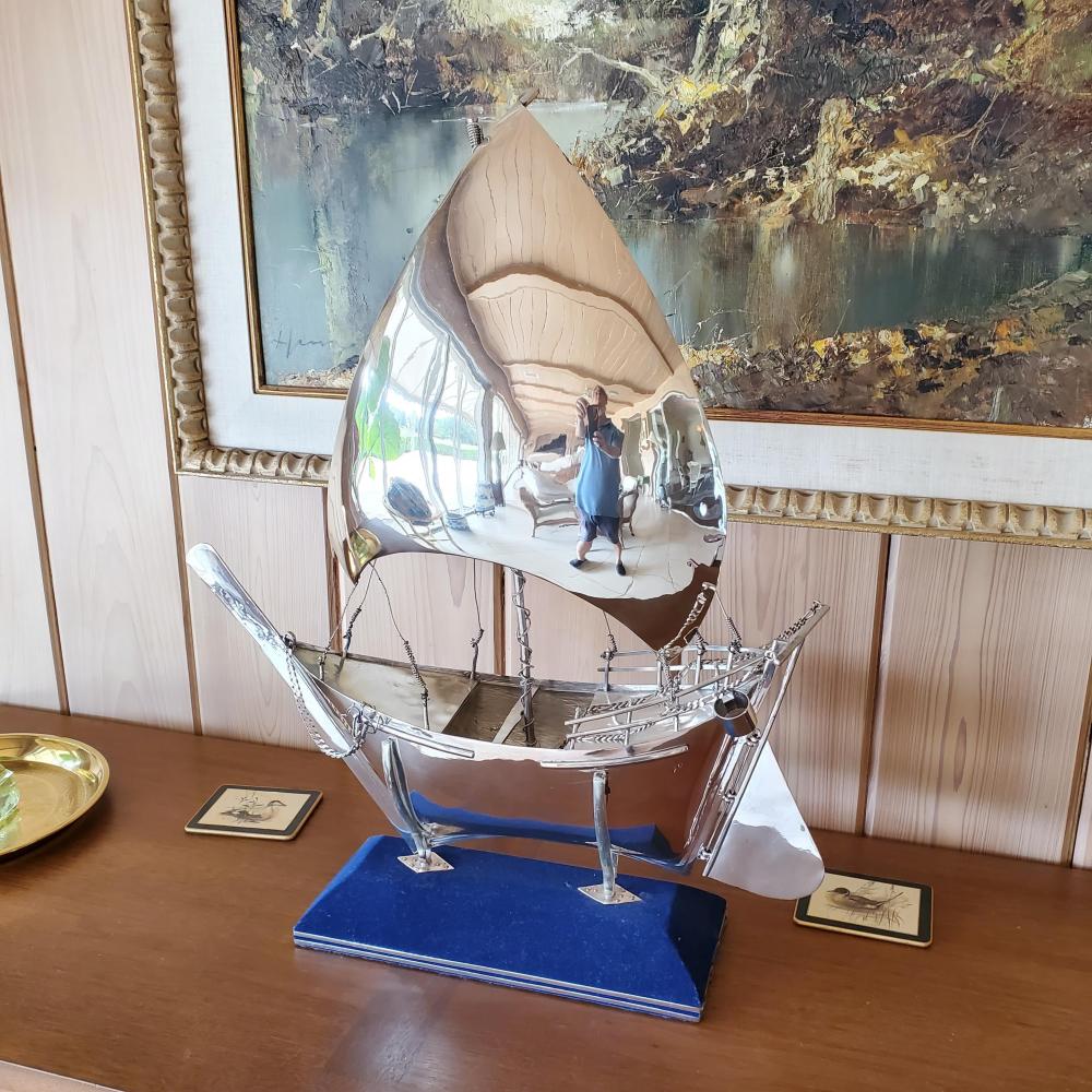 STERLING SILVER MODEL OF A SAILING