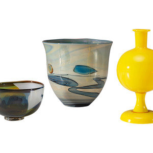 Three Art Glass Vessels
20th Century
comprising