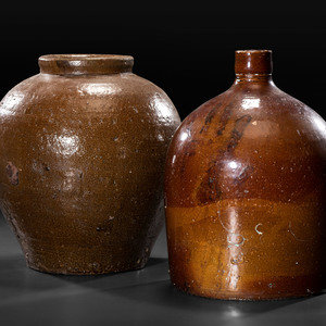 Two Brown Glazed Stoneware Vessels
19th