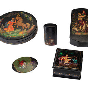 Four Russian Lacquer Snuff and