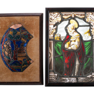 Two Leaded and Stained Glass Panels 19th 20th 2f88db