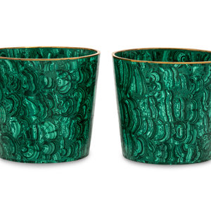 A Pair of Bronze Mounted Malachite