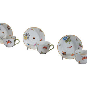 A Set of Six Herend Porcelain Teacups