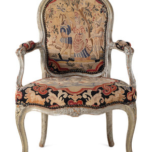 A Louis XV Painted Fauteuil 18th 2f8900