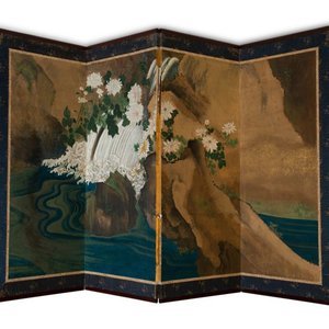 A Japanese Four Panel Table Screen 20th 2f8936