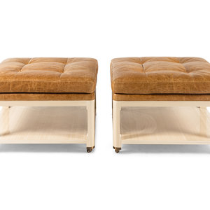 A Pair of Custom Leather-Upholstered