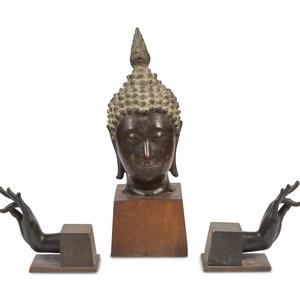 A Thai Bronze Buddha Head and Hands 20th 2f89a5